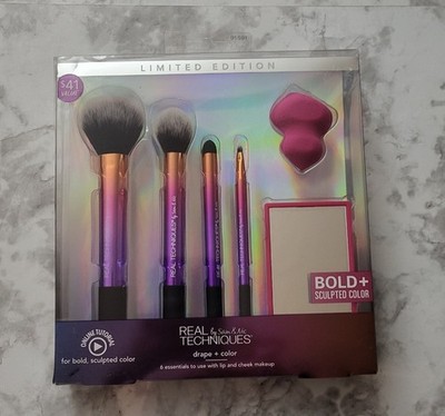 Real Techniques Limited Edition 6-Pc Makeup Brush Set w/ Sponge & Mirror