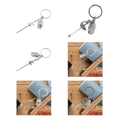 Sports Key Chain Ring Fencer Party Favor Sport Fans Fencing Keychain Pendant