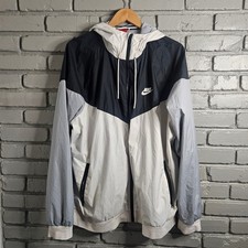 Nike Windrunner Hooded Windbreaker Jacket Black White Grey 2XL 727324-101