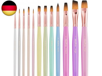 Nicpro 12 Stück Pinsel Set, Künstlerpinsel Set, ästhetische Pastellpinsel, Ba