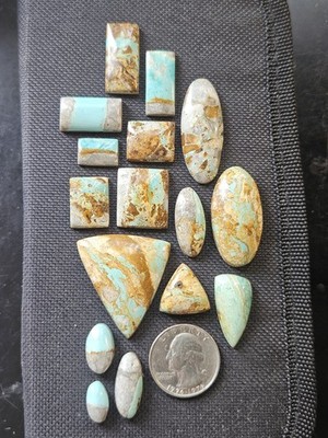 Beautiful Royston Turquoise - Backed - 16 pieces - 223.40 carats total