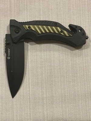 Ganzo Knives Linerlock Black & Green Aluminum Folding 440 Stainless Knife 628GR