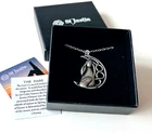 ST JUSTIN MOON GAZING HARE PEWTER PENDANT JEWELLERY (boxed)