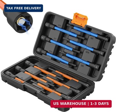 12PCS Nut Driver Set for Impact Drill, Magnetic SAE/Metric 1/4'' Hex Shank Nut Dr