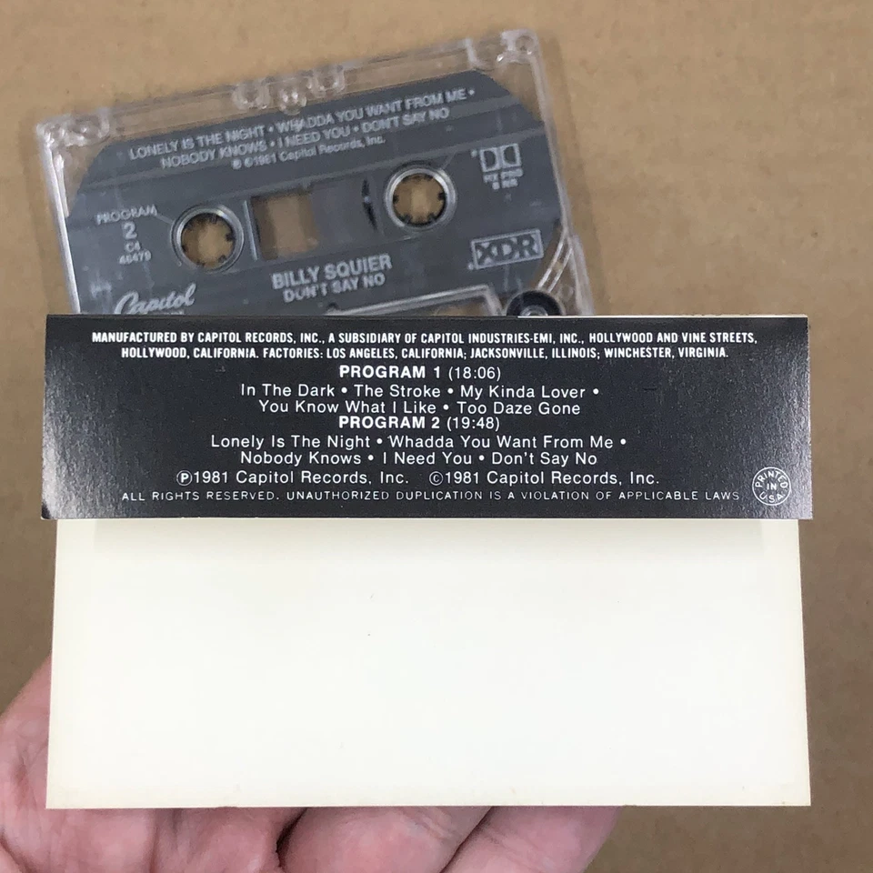 BILLY SQUIER Cassette Tape 80s Rock Glam DONT SAY NO THE STROKE IN THE DARK - Image 4 of 4