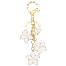 Initial Letter Flower Keychain Alphabet A Cherry Blossom Keyring White