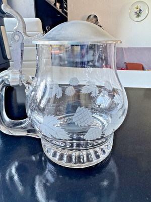 Bierglas / Bierkrug mit Deckel   mundgeblasen & handgeschliffen   Rastal