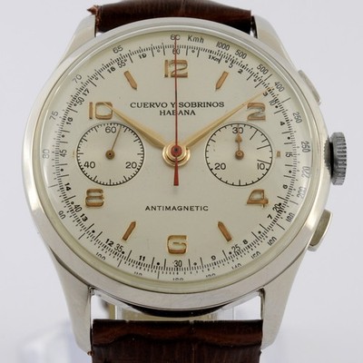 SWISS VINTAGE CHRONOGRAPH JUMBO 38MM Ø SOLID STEEL MANUAL WIND CAL LANDERON 48
