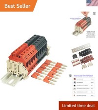 Assembly Kit Red/Black 10 Gang with Jumpers DIN Rail Terminal Blocks, 6-20 AW...