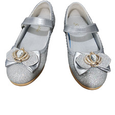 Stelle Slver Gliter Girls Dress Party Wedding Shoes Low Heel Mary Jane 12