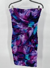 Guess Los Angeles Abstract Ruched Strapless Dress Womens 8 Night Out Bodycon Fit