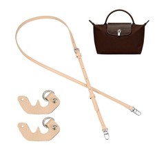 Purse Straps Replacement, 0.4" Leather Strap, Light Brown, Silver Buckle 