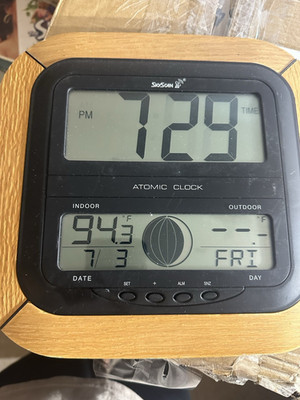 SkyScan 86700U Atomic Digital Wall Clock Indoor/Outdoor Temp Alarm Day/Date