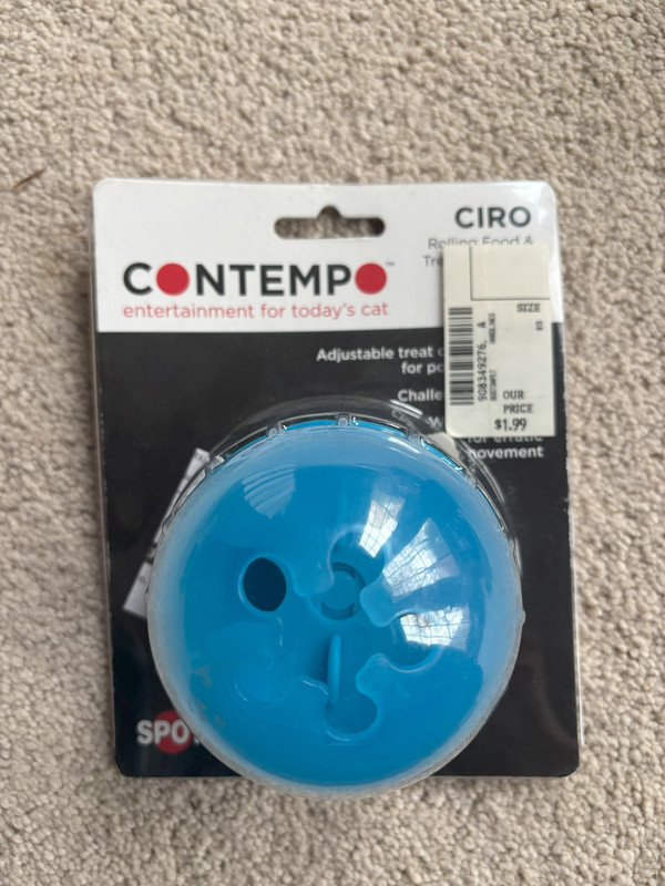 Contempo Circo Blue Rolling Food and Treat Dispenser for Cats