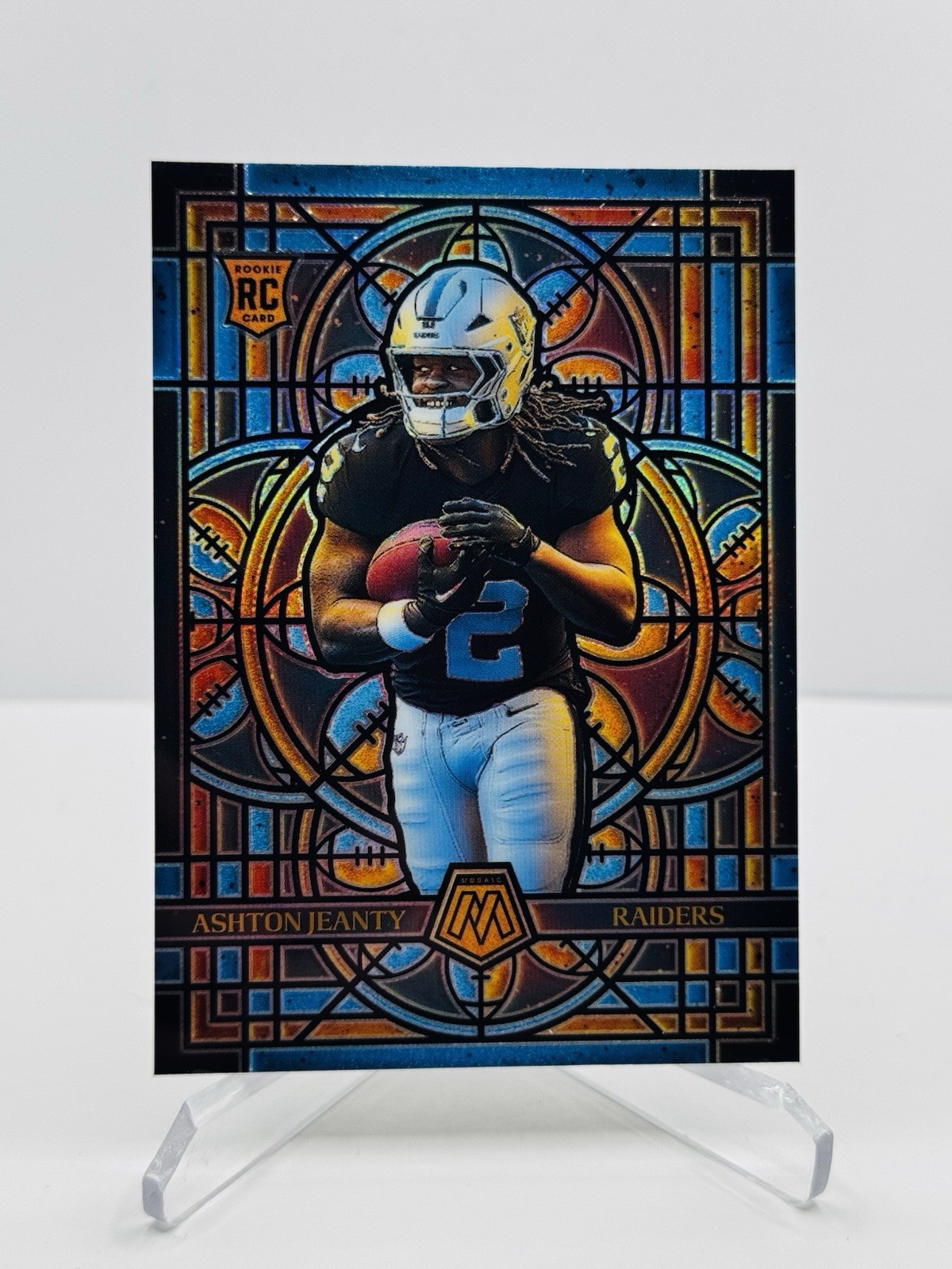 2025 Panini Mosaic Football Ashton Jeanty #14 Stained Glass Rookie Case Hit SSP