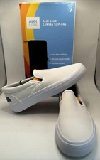 2023 Aldi Gear Canvas Slip On Memory Foam Insole White Size 7 NIB