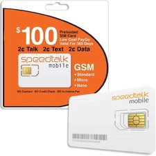 SpeedTalk $100 Preloaded SIM Card 4G LTE Nationwide - 1 Year Wireless Service