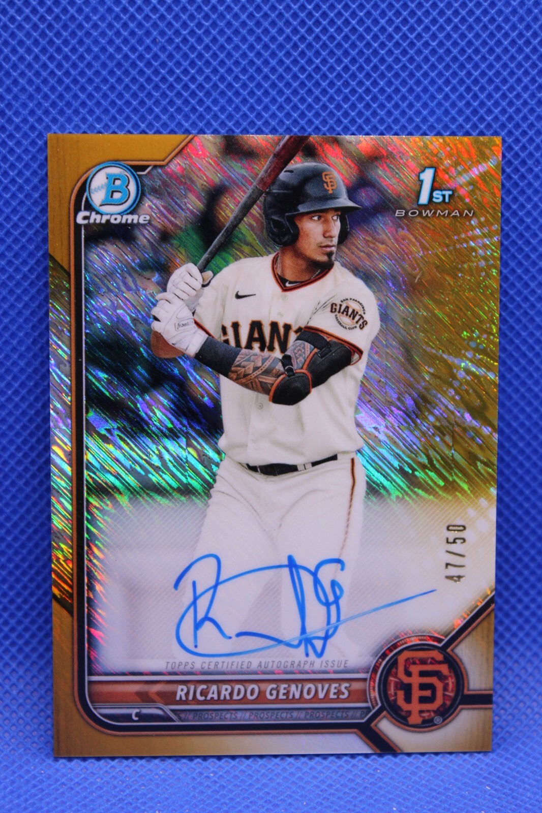 2022 Bowman Chrome Gold Shimmer Ricardo Genoves Refractor Auto /50 SP 1st RC