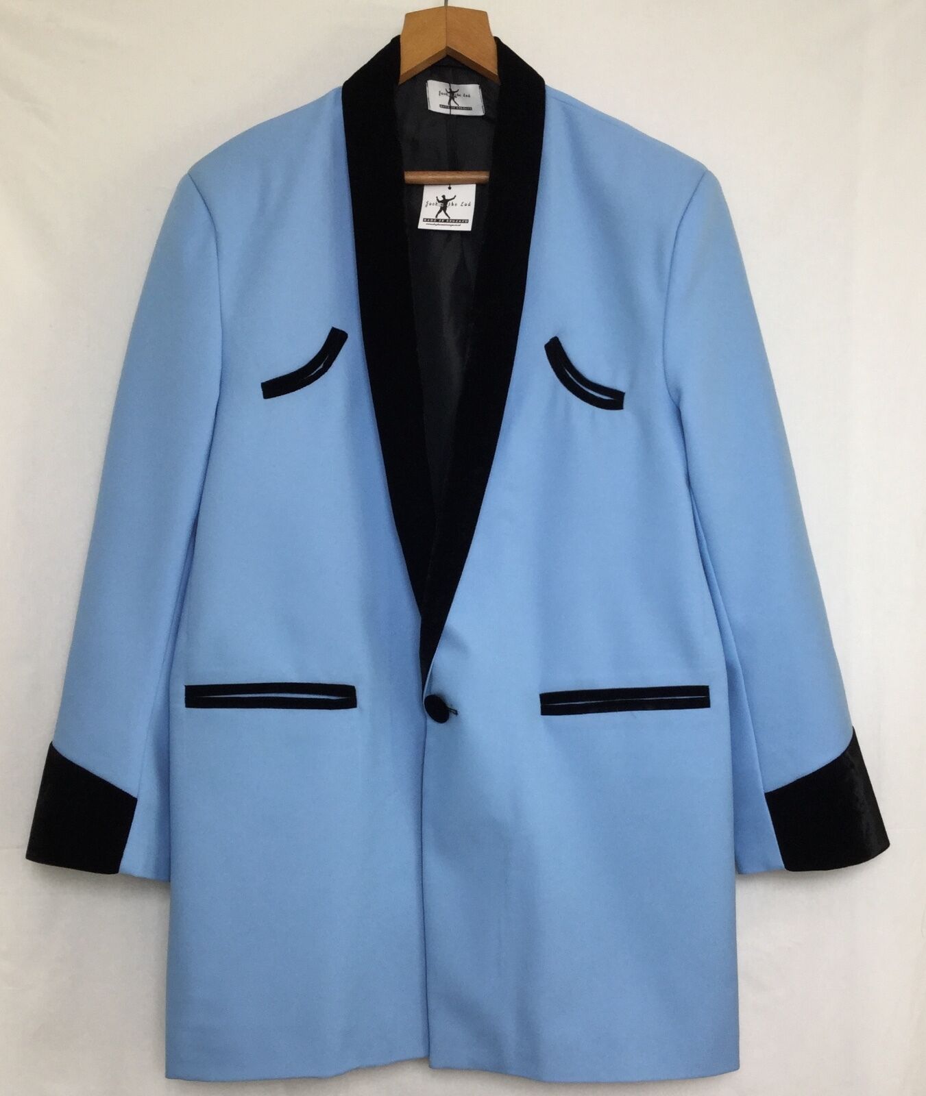 TEDDY BOY DRAPE JACKET, 42” LIGHT BLUE 1950s ROCK n roll TRADITIONAL TAILOR