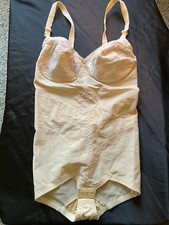 Vtg Young Smoothie Shapewear Full Bodysuit Sz 38 B Beige Nude Girdle USA