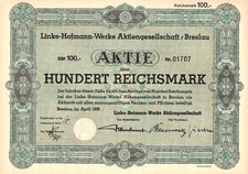 Breslau in Schlesien - Historische Aktie - Breslau im April 1936 - Historisch