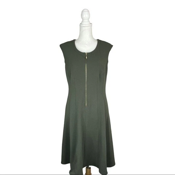 Olive green fit deals and flare dress