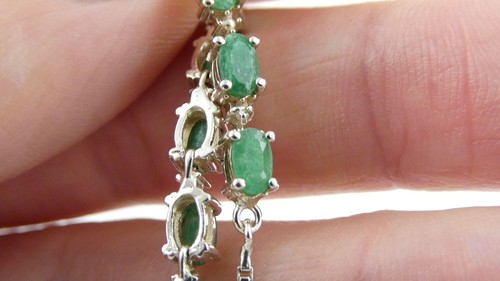 Bracciale Cavigliera Argento Sterling Creato in Laboratorio Smeraldo Lunghezza Regolabile 6,6g - Foto 17 di 17