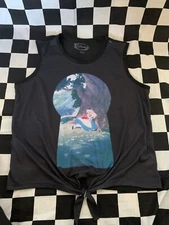 Disney ALICE IN WONDERLAND Tank Top Black KEYHOLE Shirt DINAH CAT Top Sz XL