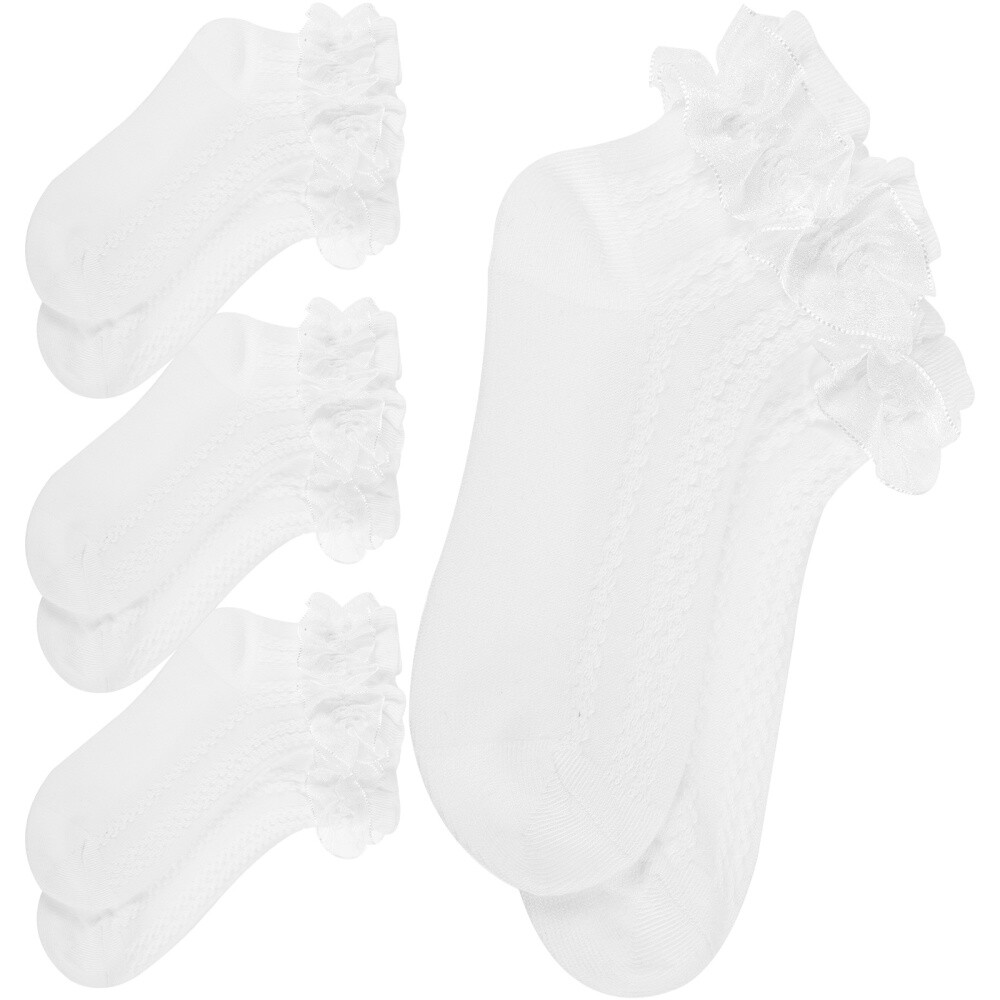 MKYSZLT Rüschensocken Für Mädchen Gold | Glänzende Spitzensocken | 4 Paar Set Mit Rüschen