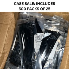 12,500 PACK 8 INCH ZIP CABLE TIES NYLON BLACK 40 LBS UV BULK CASE LIQUIDATION