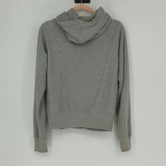 01121 Norma Kamali Sudadera con Capucha Cremallera Completa Gris Talla Grande Atlética Deportiva Foto 2 de 4