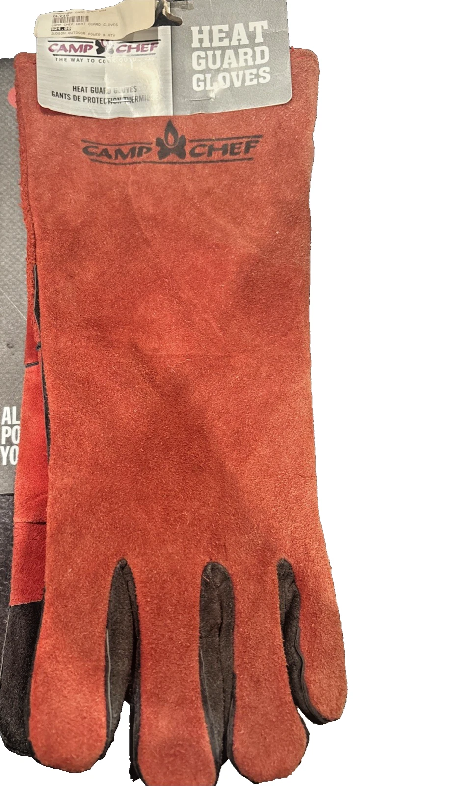 Camp Chef Heat Guard GLV-15 Protective Leather Gloves for BBQ or Kitchen, Red