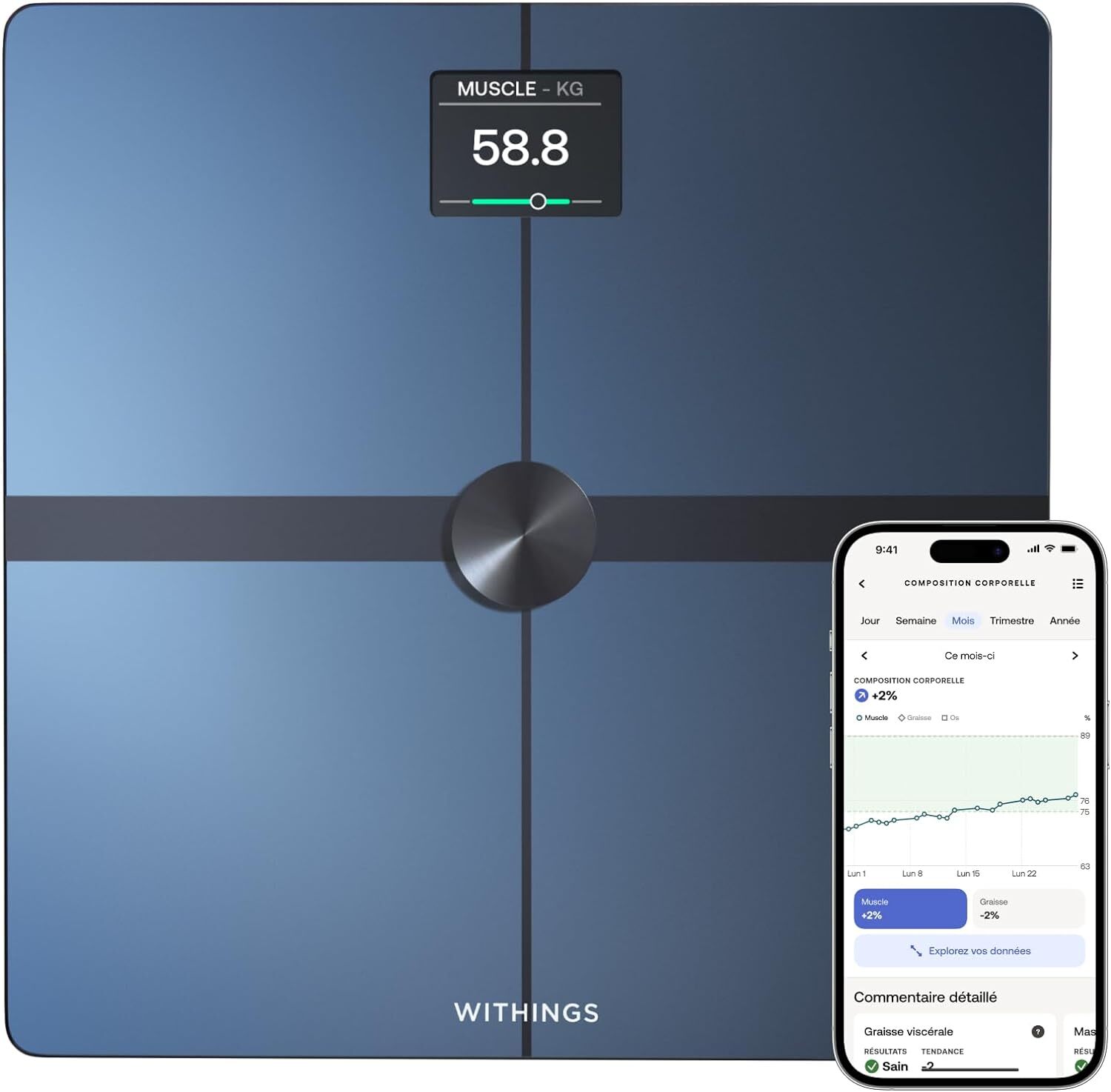 WITHINGS Body Smart - Bilancia Connessa WIFI Pesa Persone Impedenziometro Nero