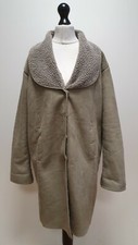 Rr138 Womens Sara Kelly Taup Faux Suede Faux Sheepskin Lined Over Coat Uk Xl 14