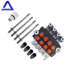 Hydraulic Monoblock Double Acting Control Valve 4 Spool 11 GPM +Conversion Plug