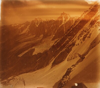 FRANKREICH Chamonix Les Aiguilles um 1920 Foto Glasplatte Stereo Vintage V42Ln