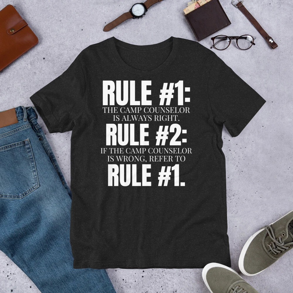 Rules Camp Counselor is Always Right Funny Summer Camp Staff t-shirt