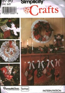 9796 Vintage Simplicity Sewing Pattern Christmas Home Decoration Wreath Stocking