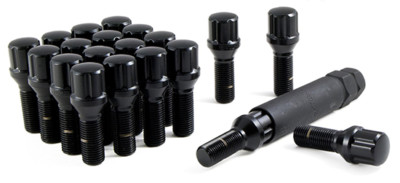 Set Of 20 Black Spline Drive Tuner Lug Bolts - 14x1.5 Thread, 24mm Shank For Audi/VW/Mercedes