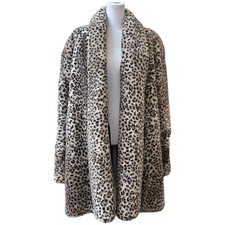 Vintage Leopard Print Faux Fur Coat Woman s Small oversized