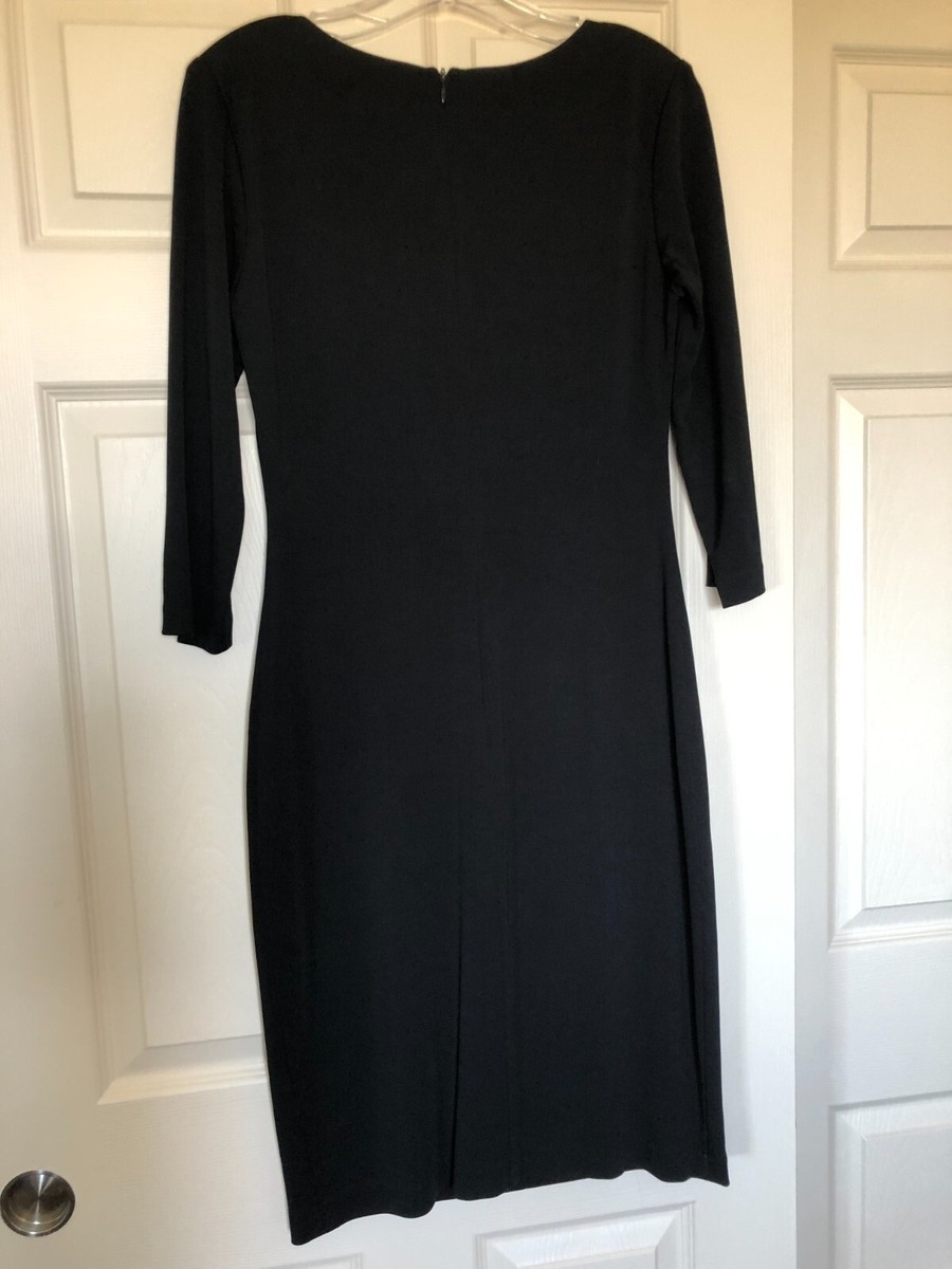 David Meister After 5 V-neck,  Sleeve, Little Black Cocktail Dress, Fully  Lined