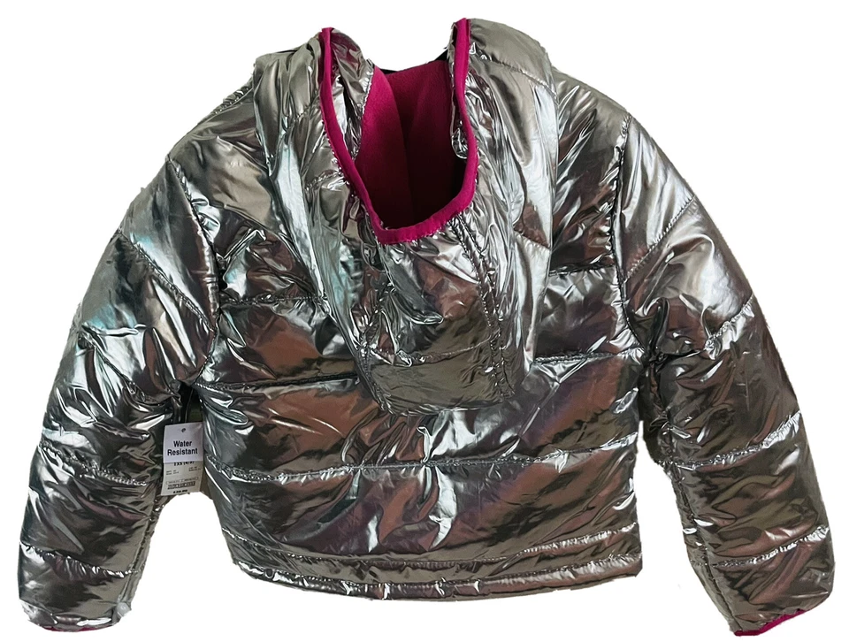 全新带标签 热销 粉色 金属银色 冬季 羽绒 防水 闪亮 夹克 女孩 4/5 — 第 2/4 张图片