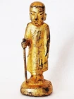 Antique Burmese Buddhist Sivali gold lacquer votive figurine 19th c.