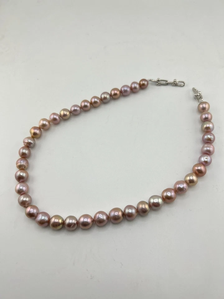 多色淡水珍珠项链经典优雅 S925 铑龙虾扣 — 第 3/4 张图片