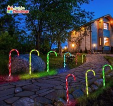 Multi Colour Christmas Candy Cane Outdoor Pathway Lights - 8-Pack - 50cm tall
