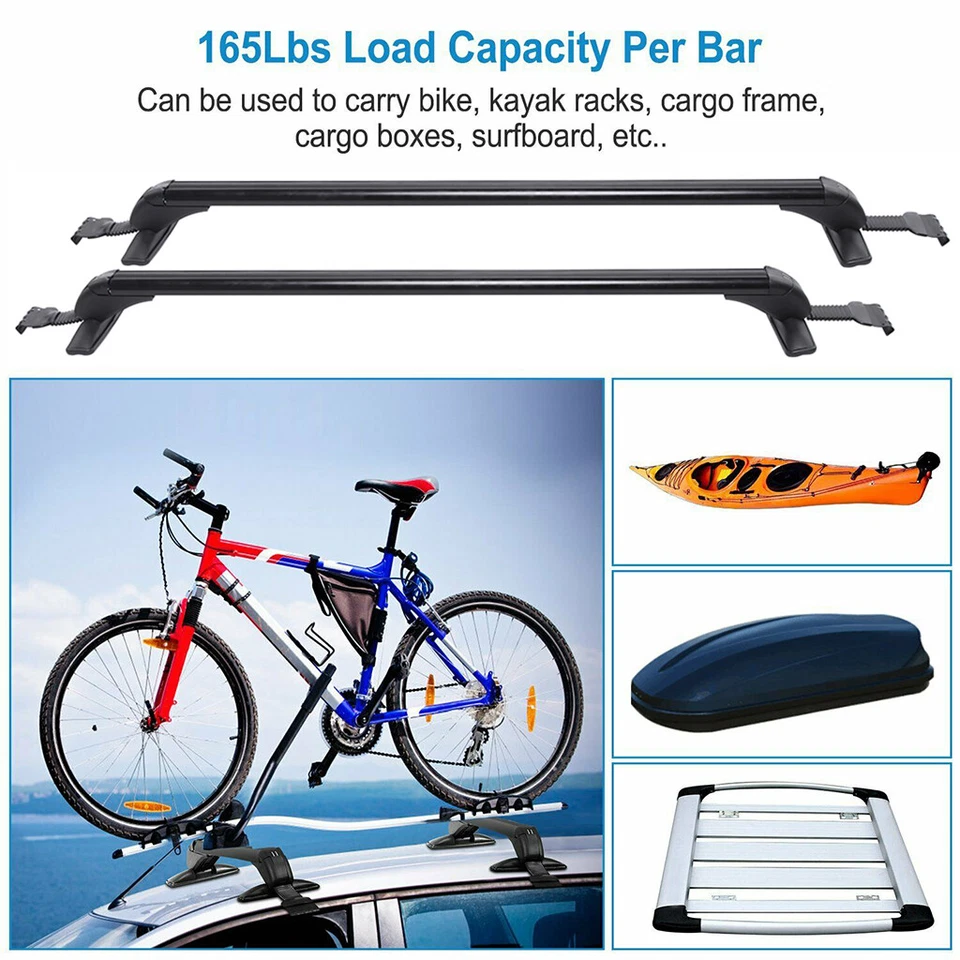 For Honda Accord 44" Roof Rack Cross Bar Aluminum Luggage Cargo Carrier w/ Lock - Image 4 of 4