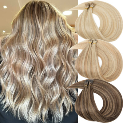 I-Tip Stick Tip REAL REMY HUMAN HAIR Extensions Micro Ring Beads Tip Highlights