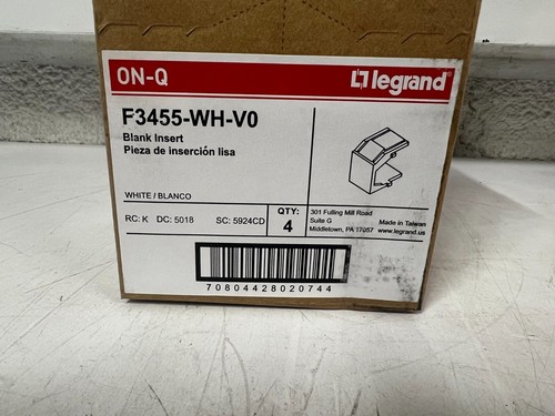 CASE OF 40 Legrand On-Q Professional White Blank Inserts F3455-WH-V0 - Picture 2 of 7