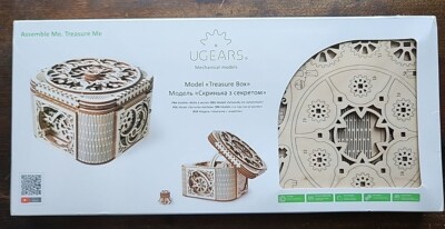 UGEARS Model Treasure Box 3D Mechanical Motion Wood Model Kit Craft