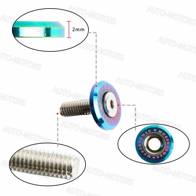 4PCS JDM MUGEN POWER NEO CHROME License Plate Frame Bolts Screws